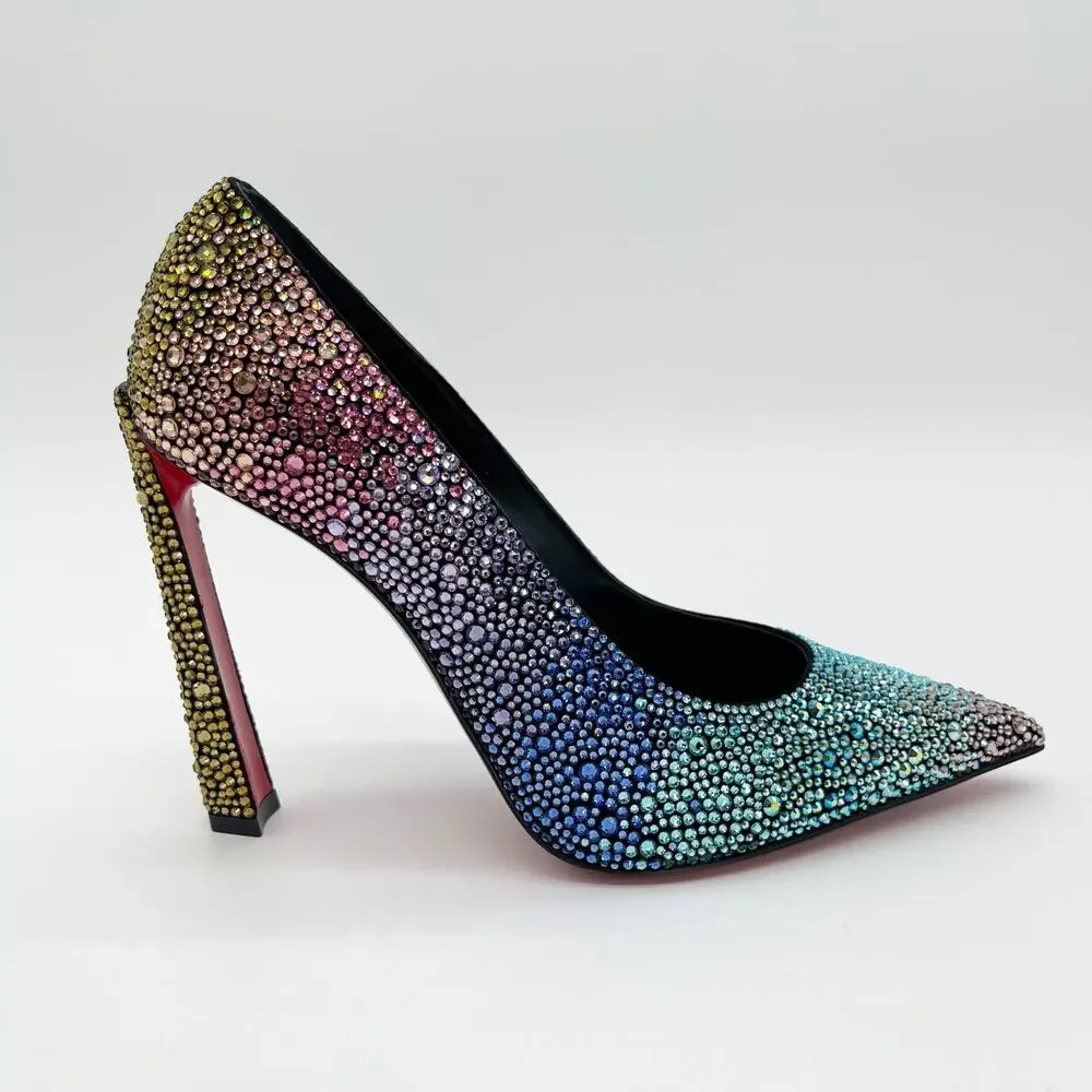 Christian Louboutin Condora Strass Rainbow Crystal 100 Stiletto Heels EU 36.5